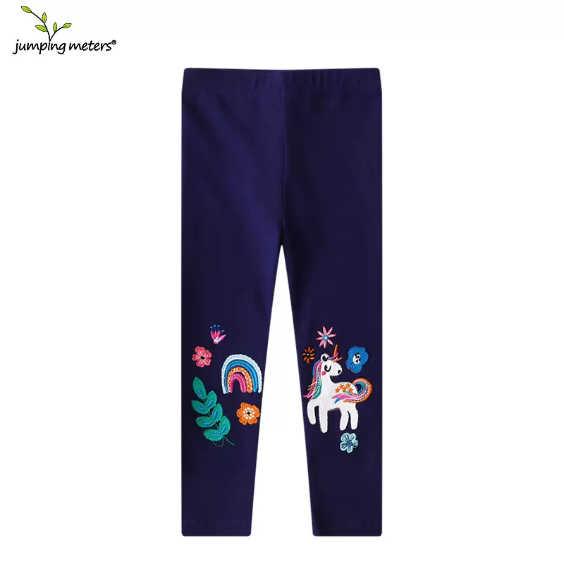 jumpingmeters春秋季女童弹力打底裤 欧美风波点儿童长裤跨境童裤