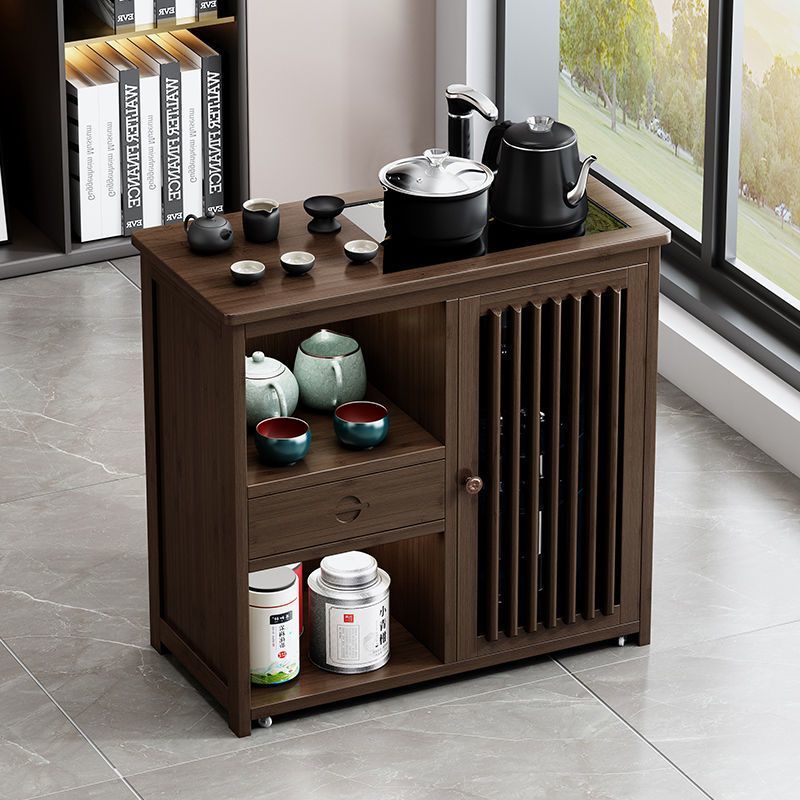 Mobile Tea Table, Small Tea Table, Household Chinese Tea Cabinet, Tea Cart, Wheeled Coffee Table, Kung Fu Tea Set, Water Boiling All in One