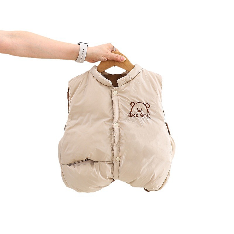 2023 INVIERNO DE LOS NIÑOS abajo chaleco estilo coreano suelta dibujos animados oso abajo chaqueta chaleco Mori ropa para niños entrega