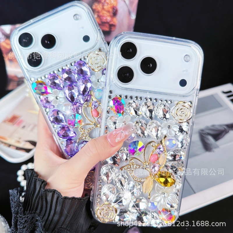 适用于苹果iPhone17手机壳17ProMax水晶闪钻16pro轻奢风ins风点钻|undefined