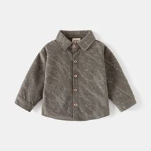 儿童长袖衬衫 2024新款男童秋季灯芯绒衬衫宝宝时尚长袖外套批发