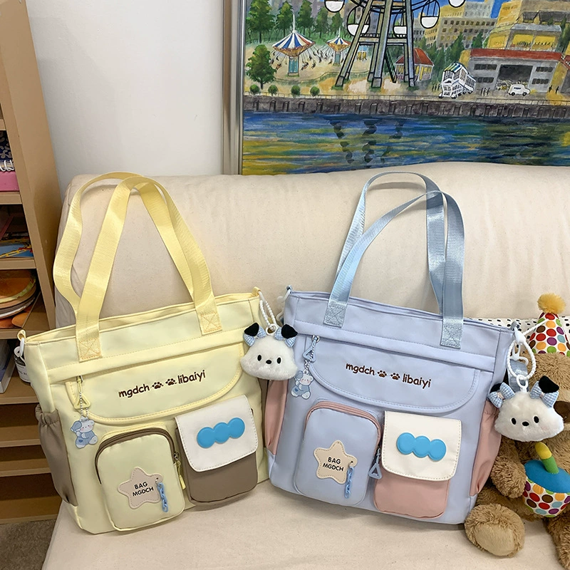 Cute study bag, capacious linen bag, shoulder bag, one-shoulder bag