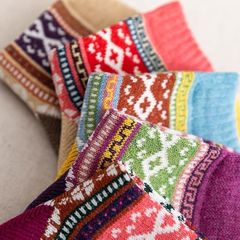 Autumn and winter personalized knitted wool socks ethnic style retro socks wool socks plus velvet and thickened winter heat storage and warmth