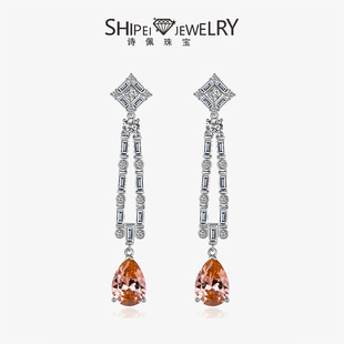 Shipei Jewelry 2025 New European and American Solomon Powder 5 Carat High Carbon Diamond Water Drop 10*14 Long Tassel Earrings