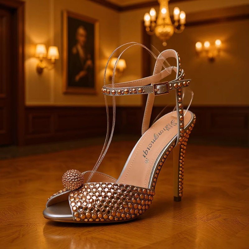 2026 Autumn New Fish Mouth High Heels with Thin Heels and Shallow Mouth Design, Rhinestone and Pearl Women's Single Shoes, Wedding Bridal Shoes