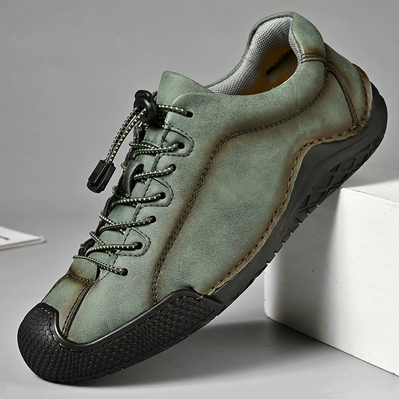 Мужские повседневные туфли большого размера, ручная кожаная обувь, слипоны на плоской подошве, мужские туфли для вождения