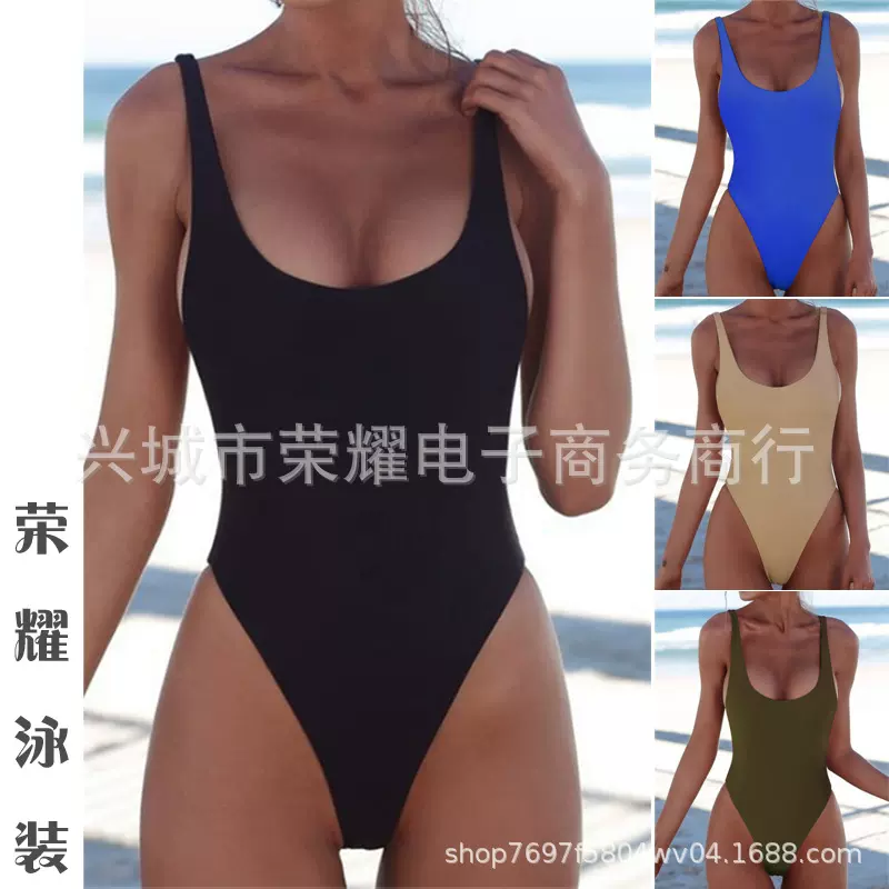 2024新款外贸批发爆款纯色连体泳衣性感多色泳衣速卖通亚马逊泳装
