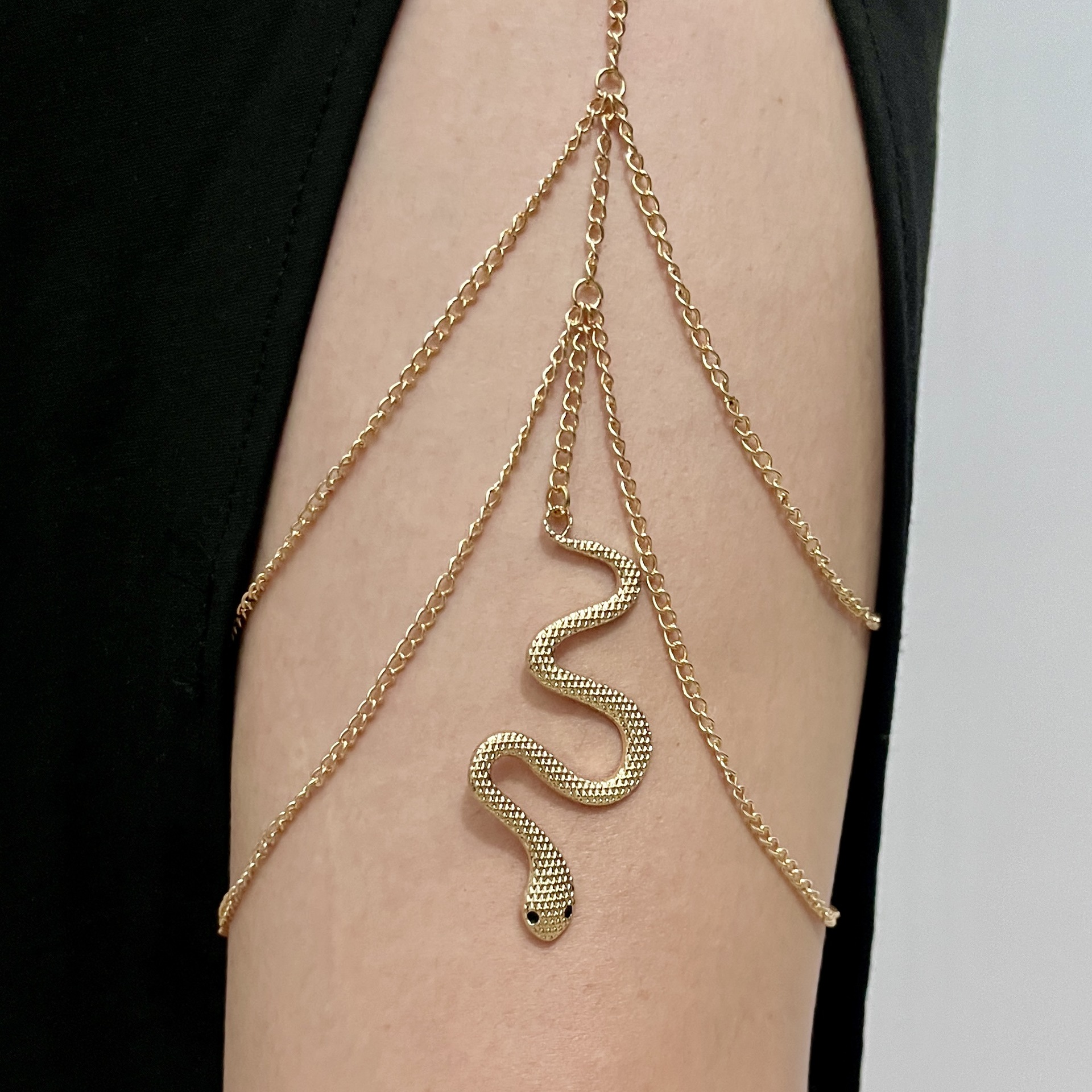 Bohemian Double Layer Thigh Chain For Women Elastic Snake Leg Chain_voghion.com