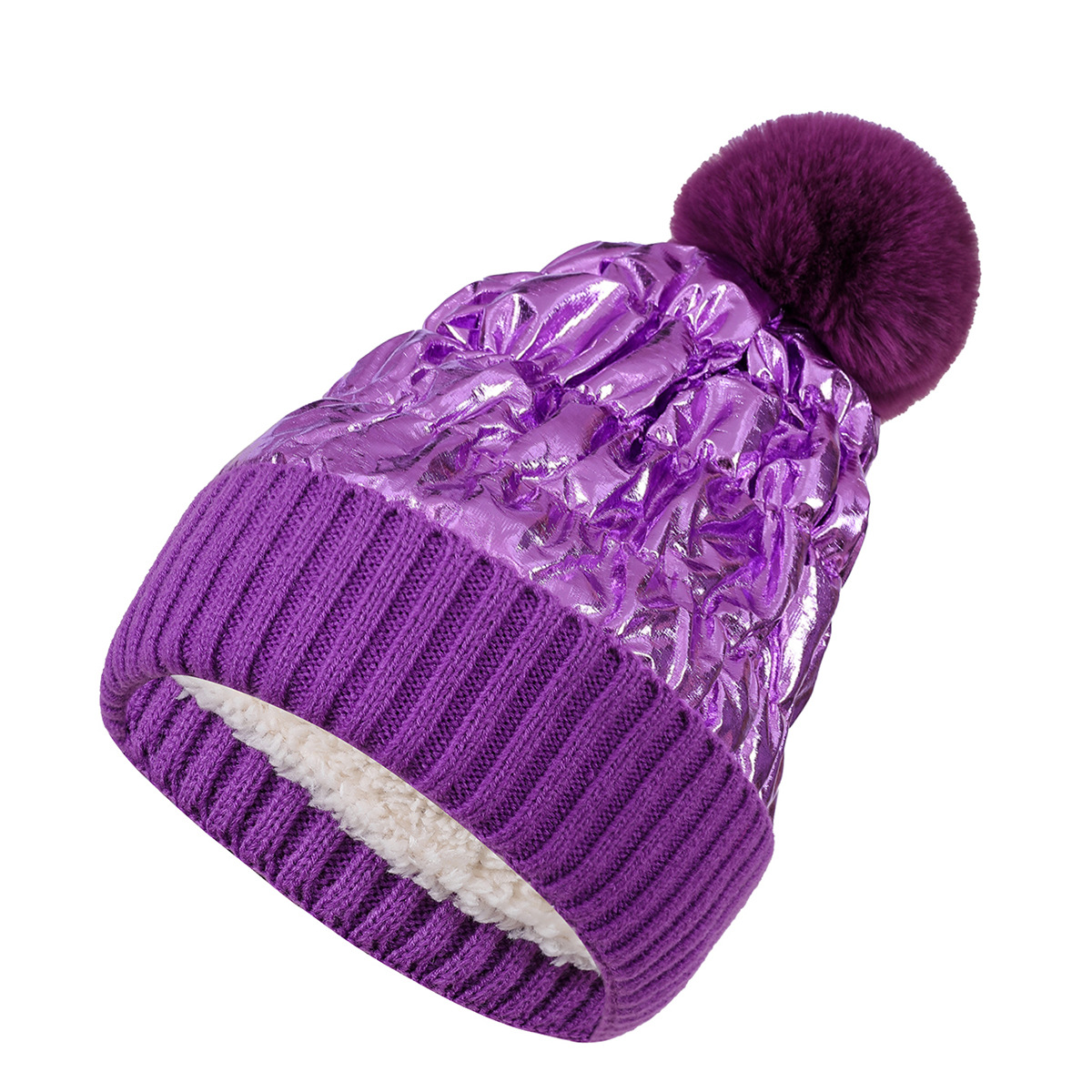Nuevo Otoño e Invierno Nuevo terciopelo engrosado caliente pullover sombrero colorido metal láser de todas las mujeres moda punto sombrero