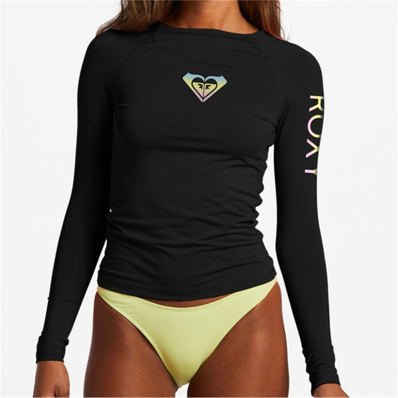 Cross-border ROXY women's diving suit beach sun protection swimsuit long sleeve top surfing UPF50 quick-drying sportswear