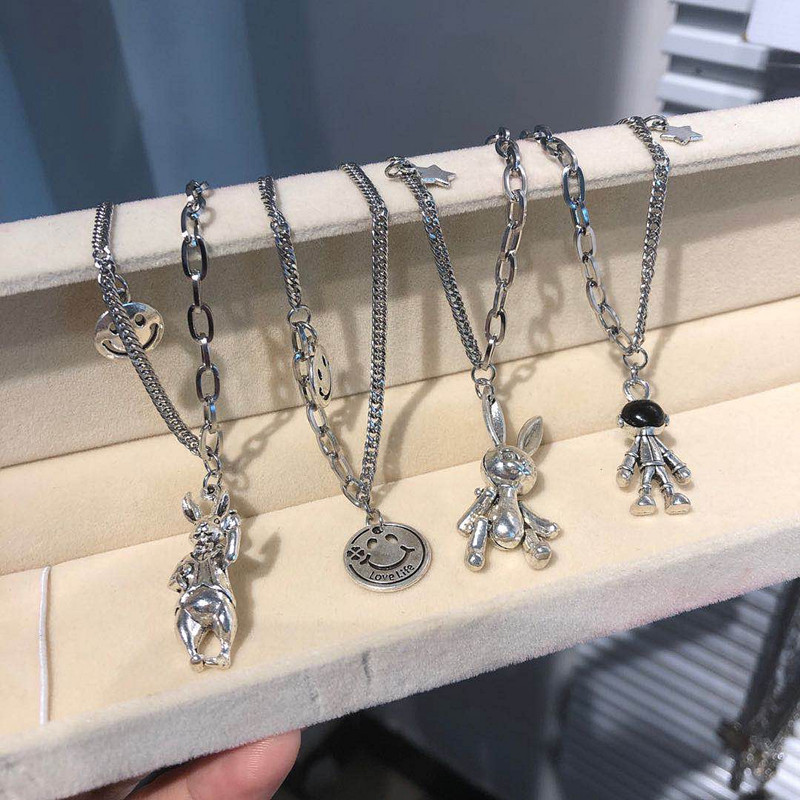 Titanium Steel Necklace Mechanical Rabbit Design Hiphop Style_voghion.com