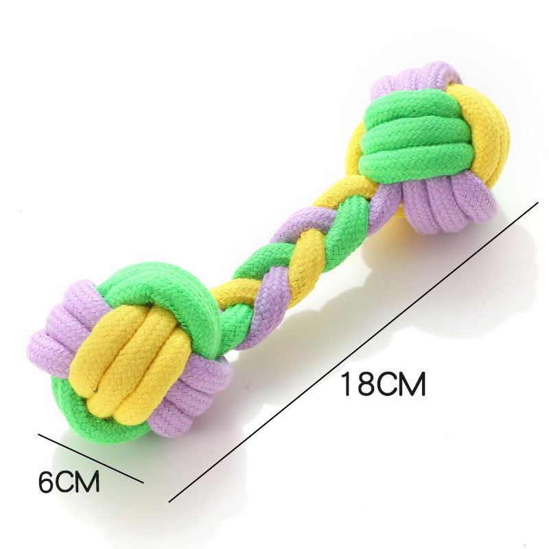 En stock al por mayor de cuero Taobao cuerda de algodón de color caramelo tejida mancuerna zapatillas cuerda de algodón mascota tejida mascota perro juguete