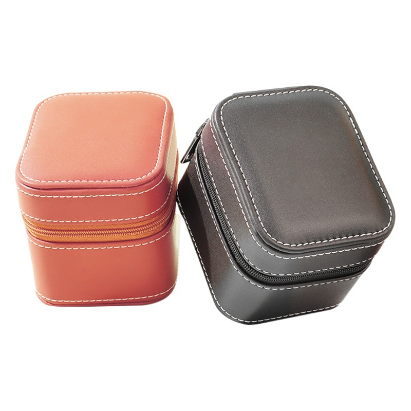 Caja de reloj de cuero de PU negro caja de almacenamiento de joyería reloj de negocios portátil caja de embalaje caja de reloj de joyería