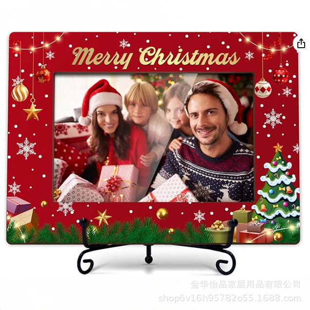 Merry Christmas Photo Frame Wooden 4X6 Photo Frame for Desktop Display [Please Consult Customer Service before Placing an Order for Customized Products