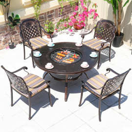 户外庭院桌椅铝合金碳烤台电烤炉烧烤台阳台桌椅别墅露台花园BBQ