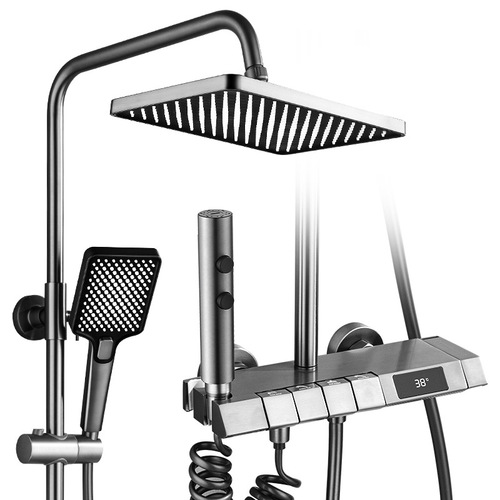 Bathroom Shower Head Set Wholesale Rainfall Shower with Full Copper Piano Key Smart Digital Home Shower Head Full Set