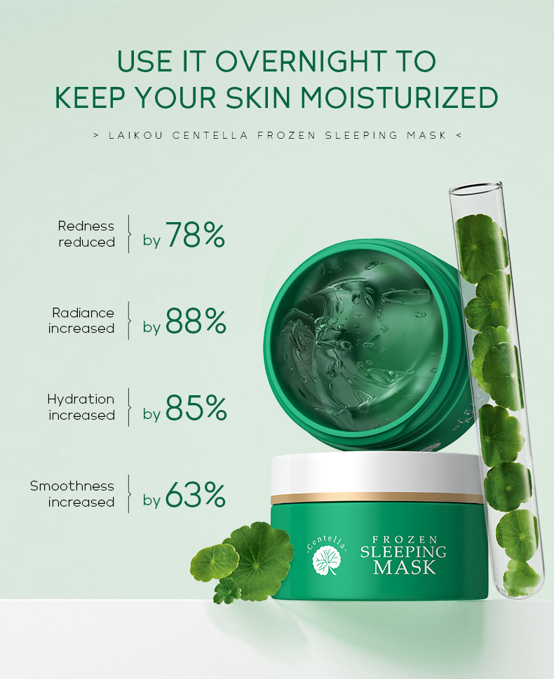 Wholesale cross-border LAIKOU Centella asiatica frozen Mask 100g application-based sleeping mask Hydrating Moisturizing Cleansing mask undefined