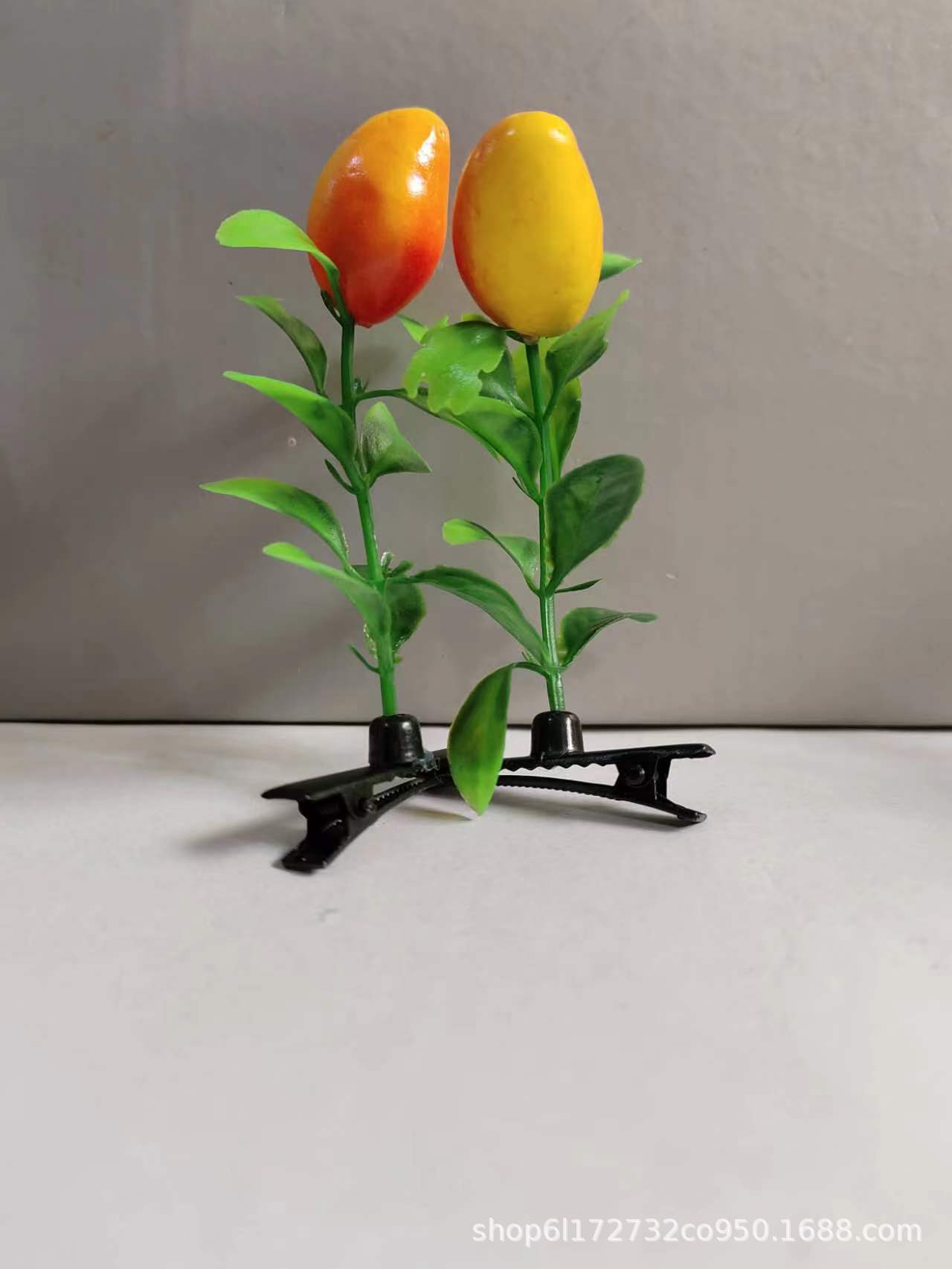 노란 망고 머리핀