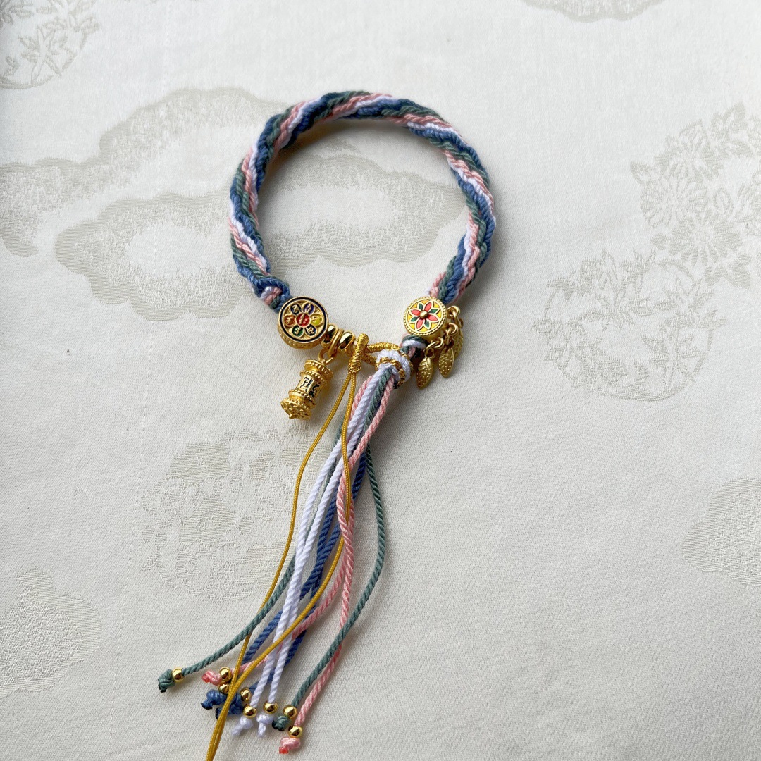 Mano tejida estilo Xizango mano cuerda zachilam mano cuerda verde madre cinco maestro thangka pulsera Xizanga mano cuerda regalo femenino