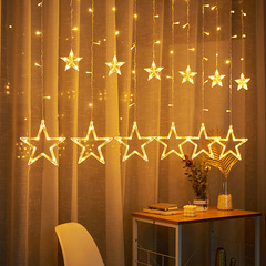 Wholesale Cross-border Manufacturer LED Solar String Lights Small Colorful Lights Stars Moon Curtain Lights Outdoor Courtyard Decorative Lights