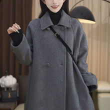 韩版2025新款外套双面呢羊毛中长款小个子羊毛大衣宽松秋冬气质