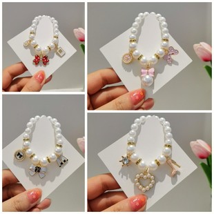 New children's bracelet sweet bow love treasure princess imitation pearl bracelet children's jewelry wholesale