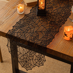 Halloween lace black table flag spider web ghost festival party decoration tablecloth American style coffee table long cover towel