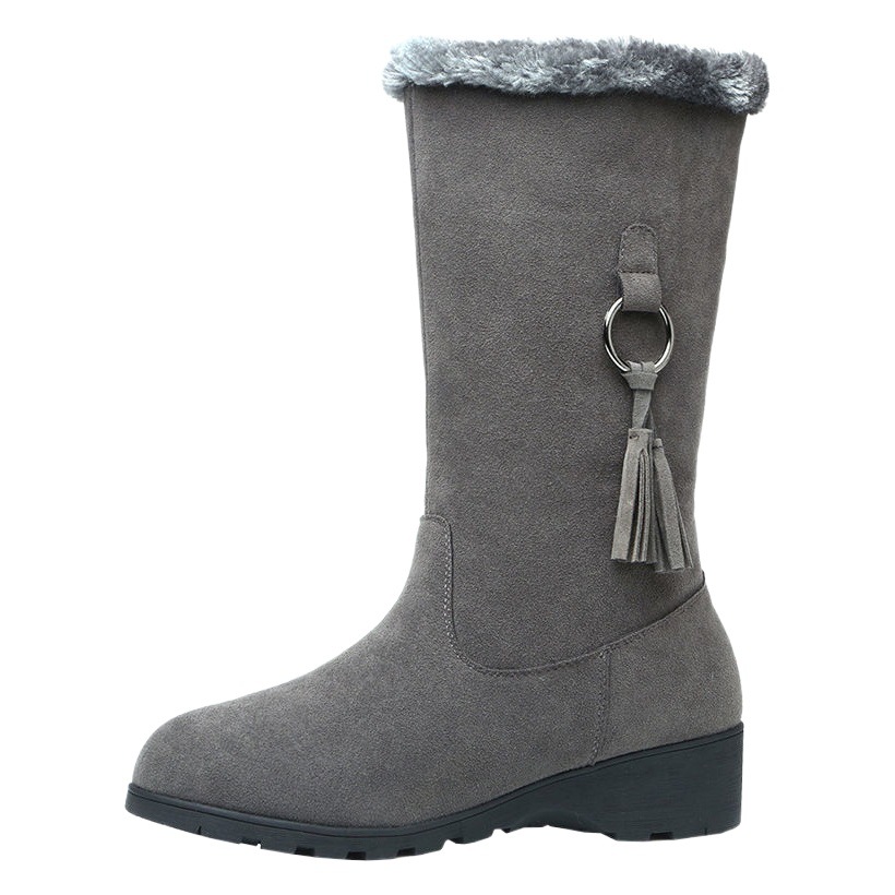Invierno transfronterizo nuevas botas de algodón coreanas para mujer más terciopelo grueso tubo medio cálido fondo plano cremallera lateral botas de nieve