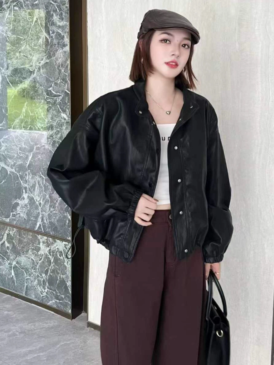 Короткая ретро черная зимняя куртка-пуховик, oversize