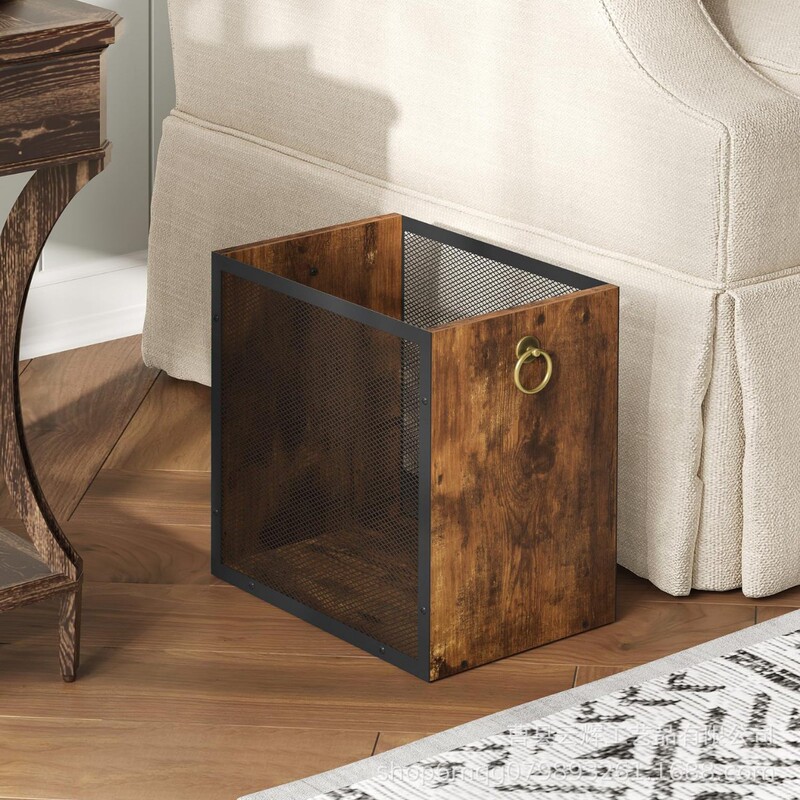 Cross-Border Iron and Wood Trash Can, Creative Household Storage Basket, Home Toy Record Storage Basket, Waste Bin Cross-Border Iron and Wood Trash Can, Creative Household Storage Basket, Home Toy Record Storage Basket, Waste Bin