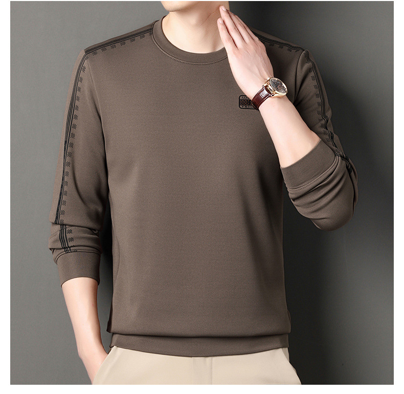 New Plush and Thick Long Sleeved T-shirt for Men with Round Neck Base, Trendy and Versatile Top_voghion.com