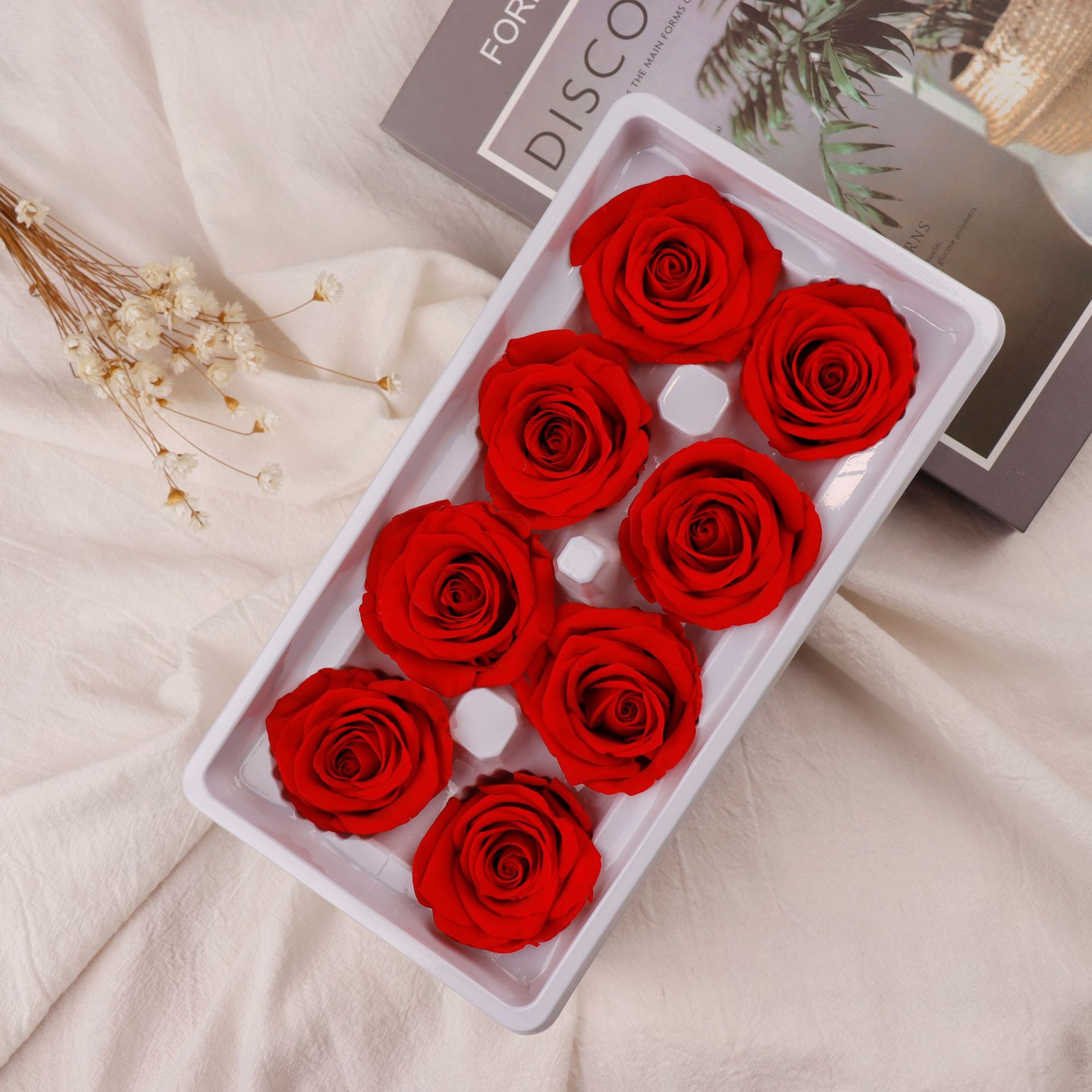 Grado A rojo grande 4-5cm-8 flores/caja