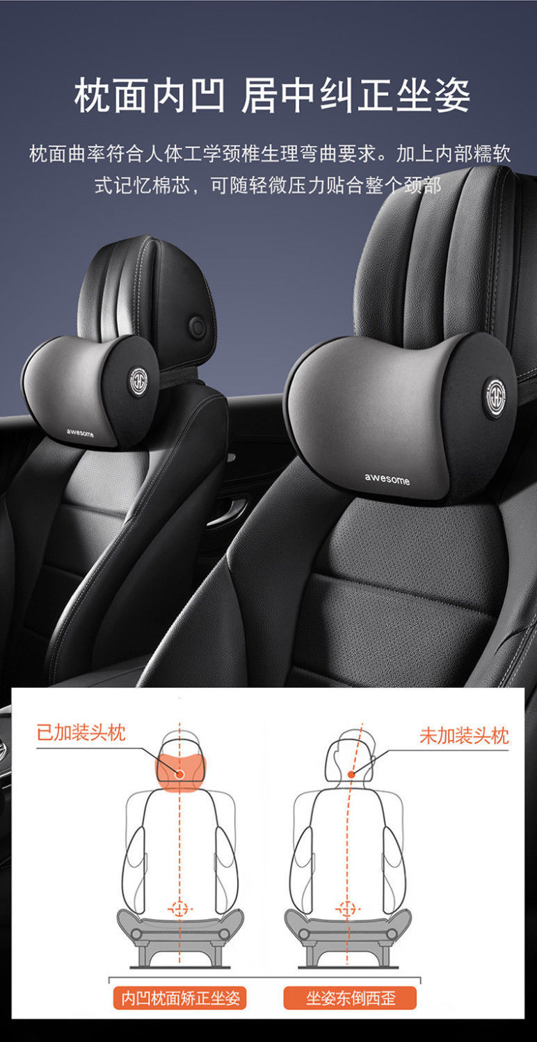 Car Headrest, Lumbar Support, Lumbar Support for Driving, Not Tired, Car Memory Foam Pillow, Backrest, Car Lumbar Cushion, Lumbar Support, Neck Pillow