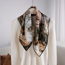 玫瑰的故事真丝羊毛方巾春秋季百搭丝巾油画丝毛丝绒围巾领巾送礼