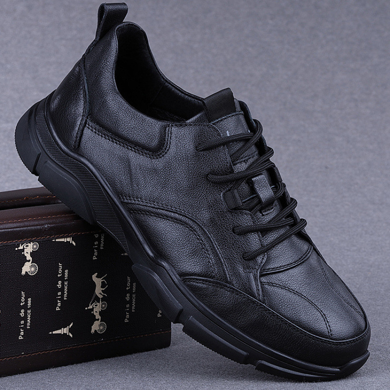 男鞋透气头层牛皮秋季运动鞋男士休闲皮鞋软皮软底鞋子男