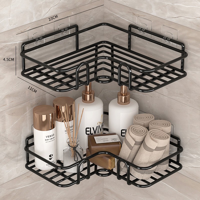 Baño sin perforación Estante de baño triangular Pegamento superpotente Estante de almacenamiento de esquina de lavado de manos Estante de esquina de cocina montado en la pared