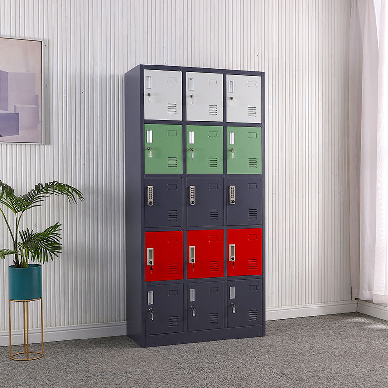 Amazon venta caliente de 15 puertas de acero vestuario personal dormitorio sala de yoga armario gimnasio armario de zapatos armario