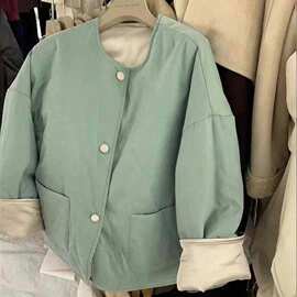 韩系双面圆领两面撞色棉衣外套宽松冬季新款新品棉服查看详情百搭
