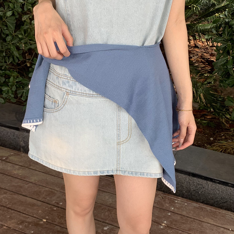 Mantón de punto Tejido de alta calidad Verano multifuncional con tirantes y chal de protección solar, chaleco pequeño, cortina de pedos de cintura