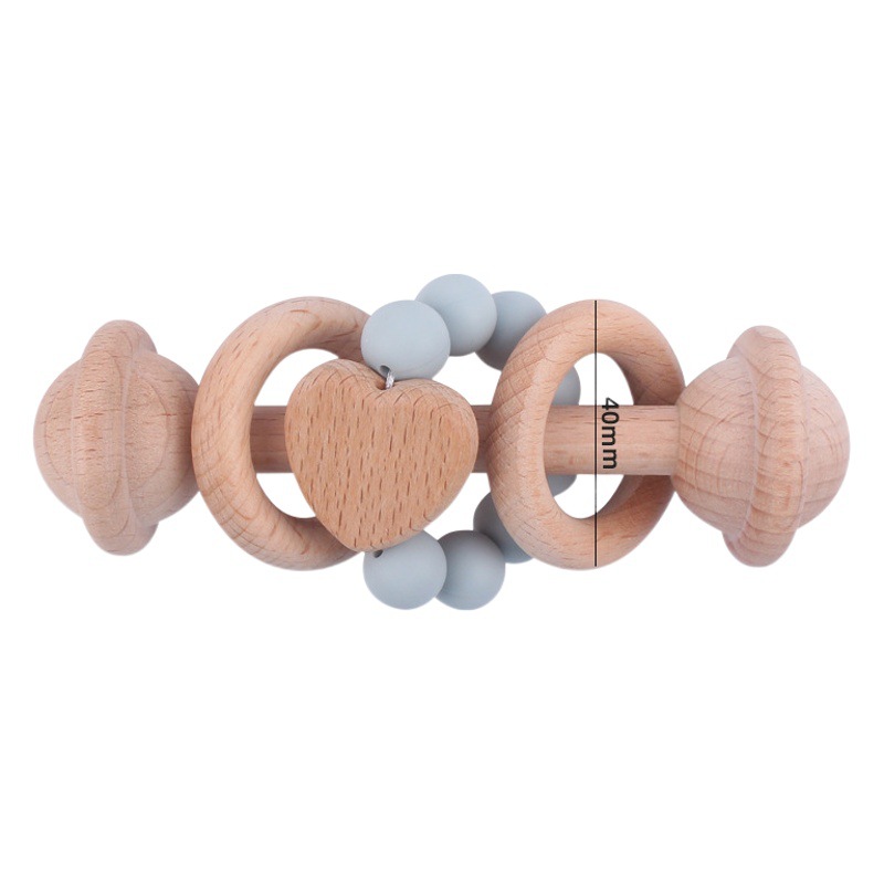 Juguete para niños creativo Beech teether bebé amor mano agarre sonajero cuentas de silicona bebé ejercicio interactivo mordedor palo