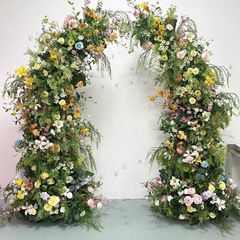 田园森系牛角拱门花艺 求婚活动仪式背景橱窗婚礼装饰仿真假花