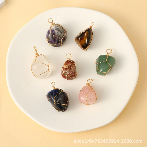 Cross-border new product hot-selling color-plated gold wire copper wire stone raw material winding irregular stones handmade wire Amazon