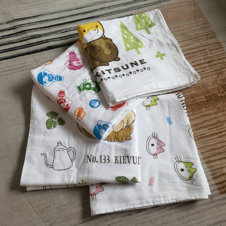 Export Gauze Terry Printed Pure Cotton Bath Towel for Infants and Children, Beach Towel, Breathable, Absorbent, Quick-Drying