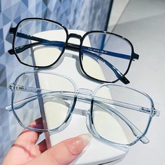 新款小紅書同款多邊形眼鏡框潮流時尚大框防藍光平光鏡網紅款批發