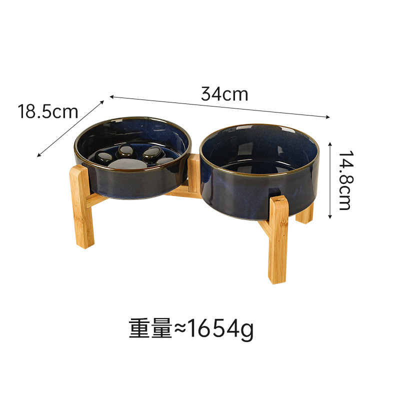 日式窑变陶瓷宠物猫碗盆狗碗饮水碗双碗保护颈椎慢食碗防噎防打翻|undefined