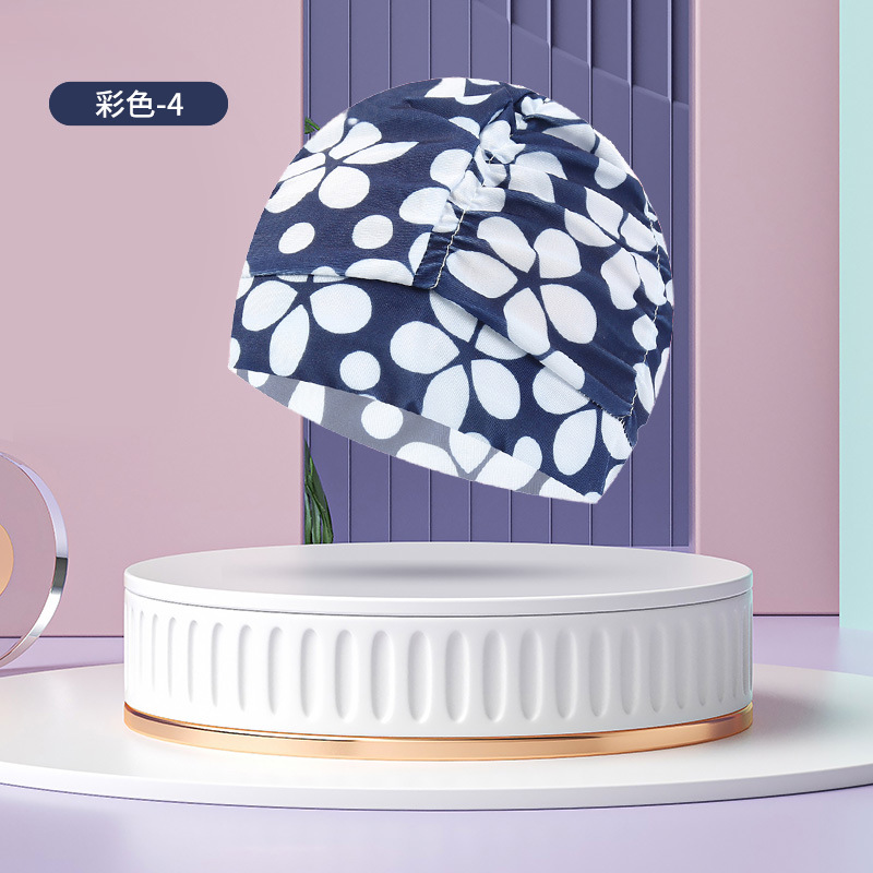 Sombrero de tela de natación adulto unisex cuidado del cabello protección del oído gorro de natación moda no-apriete cabeza plisada gorro de natación al por mayor