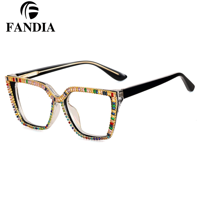 A97714 gafas de moda marcos de gafas de diamante hechos a mano marcos de gafas anti-luz azul gafas protectoras de ojos de mujer fábrica en stock