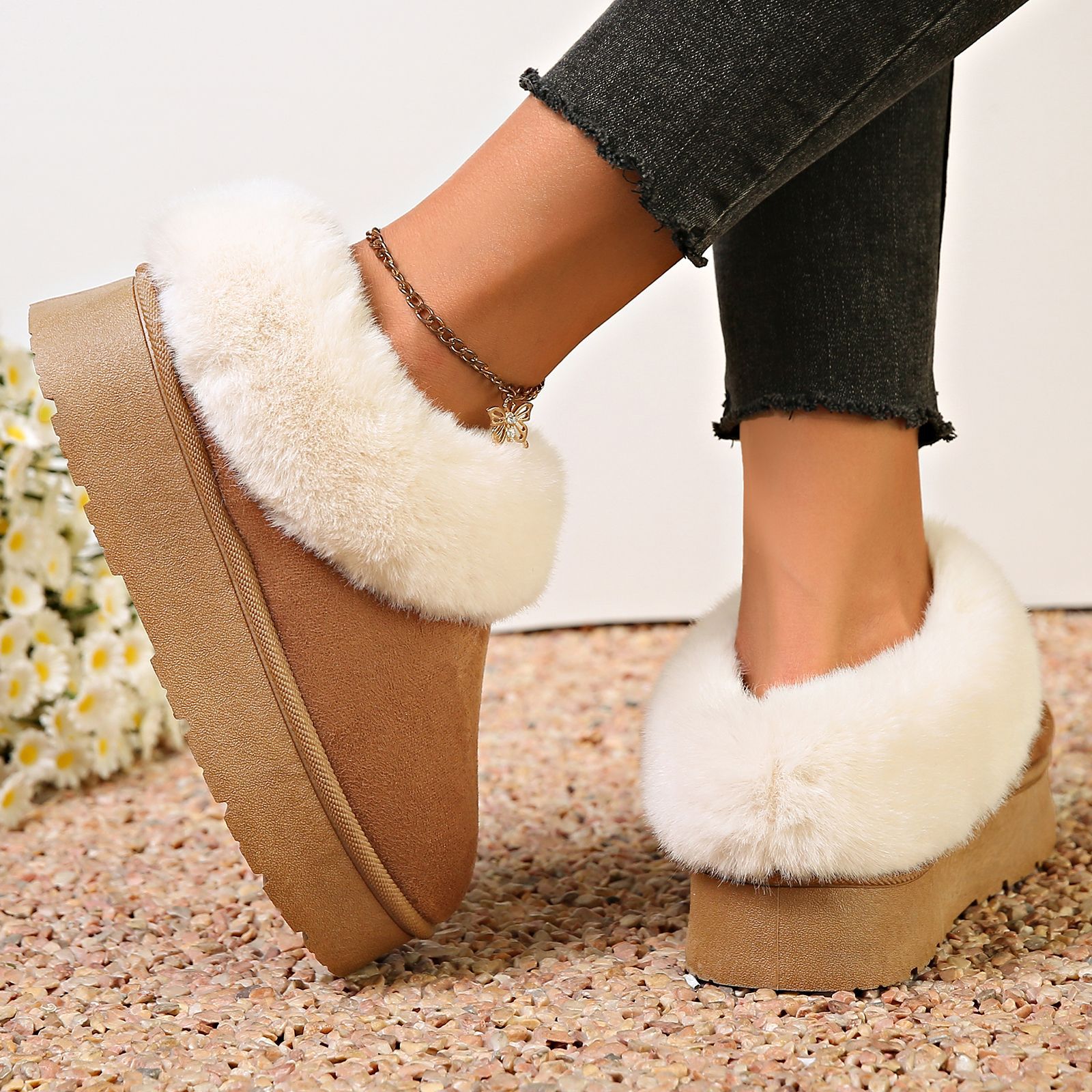 Plush women's cotton shoes short tube and warm women's snow boots_voghion.com