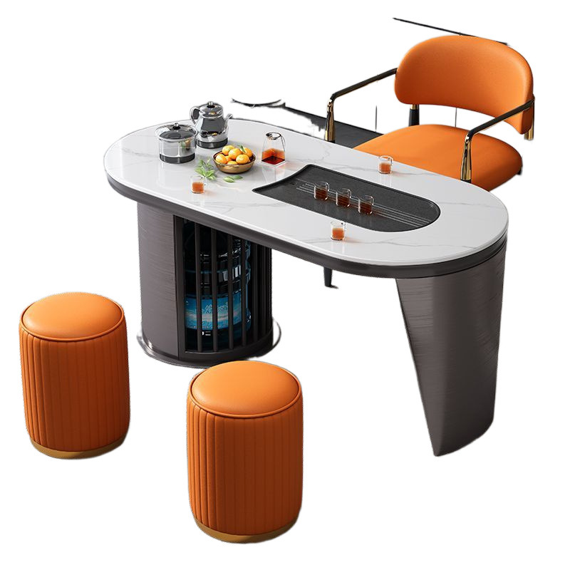 Mesa de té balcón mesa de té moderna simple tabla de roca mesa y silla de lujo ligera combinación de mesa de té de oficina en el hogar un conjunto completo