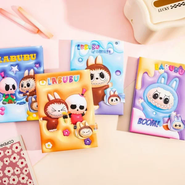 Labubu Labubu Bubble Mart Series 32K Hard Surface Handbook Anime Cartoon Labubu Magnetic Buckle Notebook